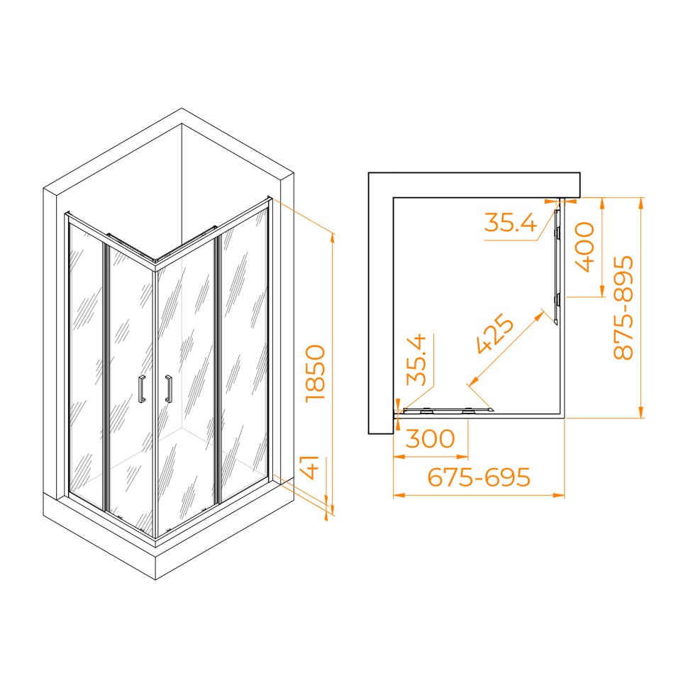 Душевой уголок RGW PA-146 (Прозрачное, 700x900)