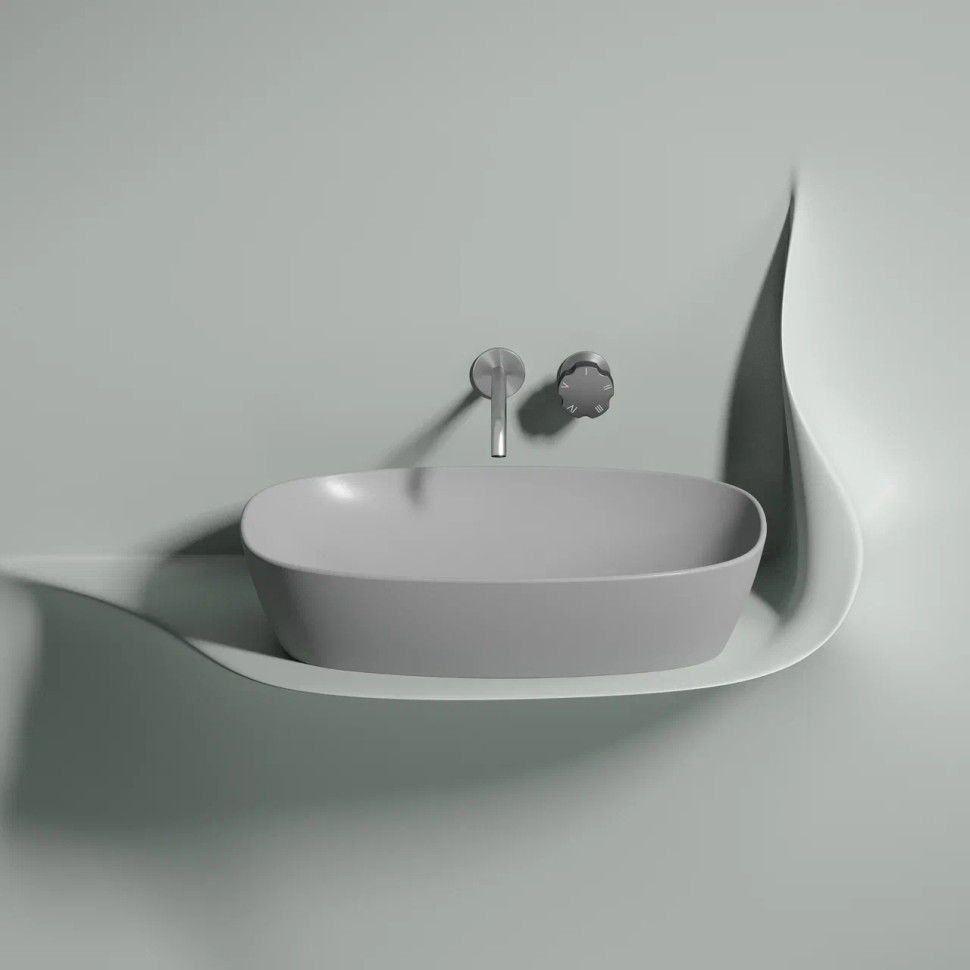 Умывальник чаша накладная овальная (цвет Серый Матовый) Element 600x380x138мм