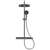 AQM8010B Душевая система со смесит. (верхн. душ 300мм, ручн. душ 3 режима, излив), черный