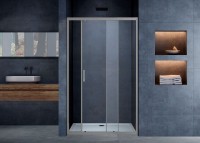 Душевая дверь Alpha VDS-3AL130CLGM, 1300, вороненая сталь, стекло прозрачное