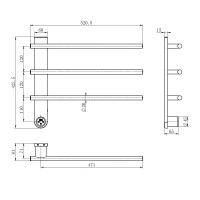 AQM3113GM Полотенцесушитель электрический 520*384 c терморегуляторм, цвет: металл.