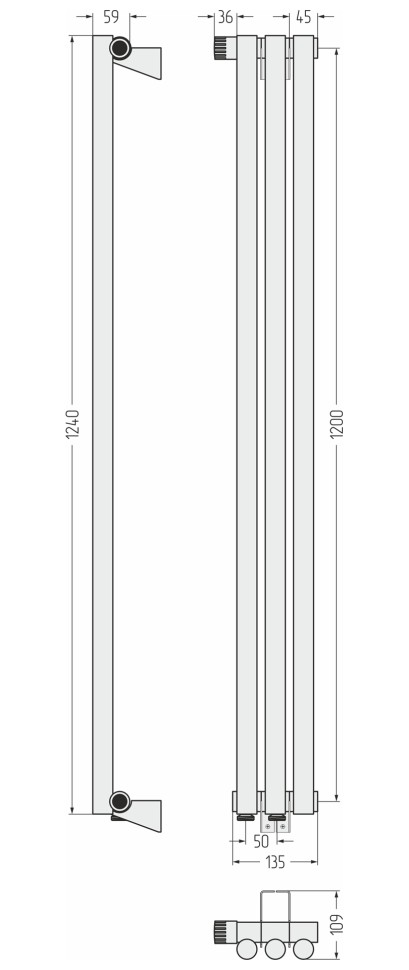 Эстет-1 EU50 левый 1200х135 3 секции