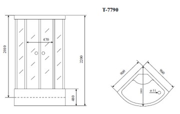 Timo Lux T-7790 душевая кабина 90*90*220, турецкая баня хамам