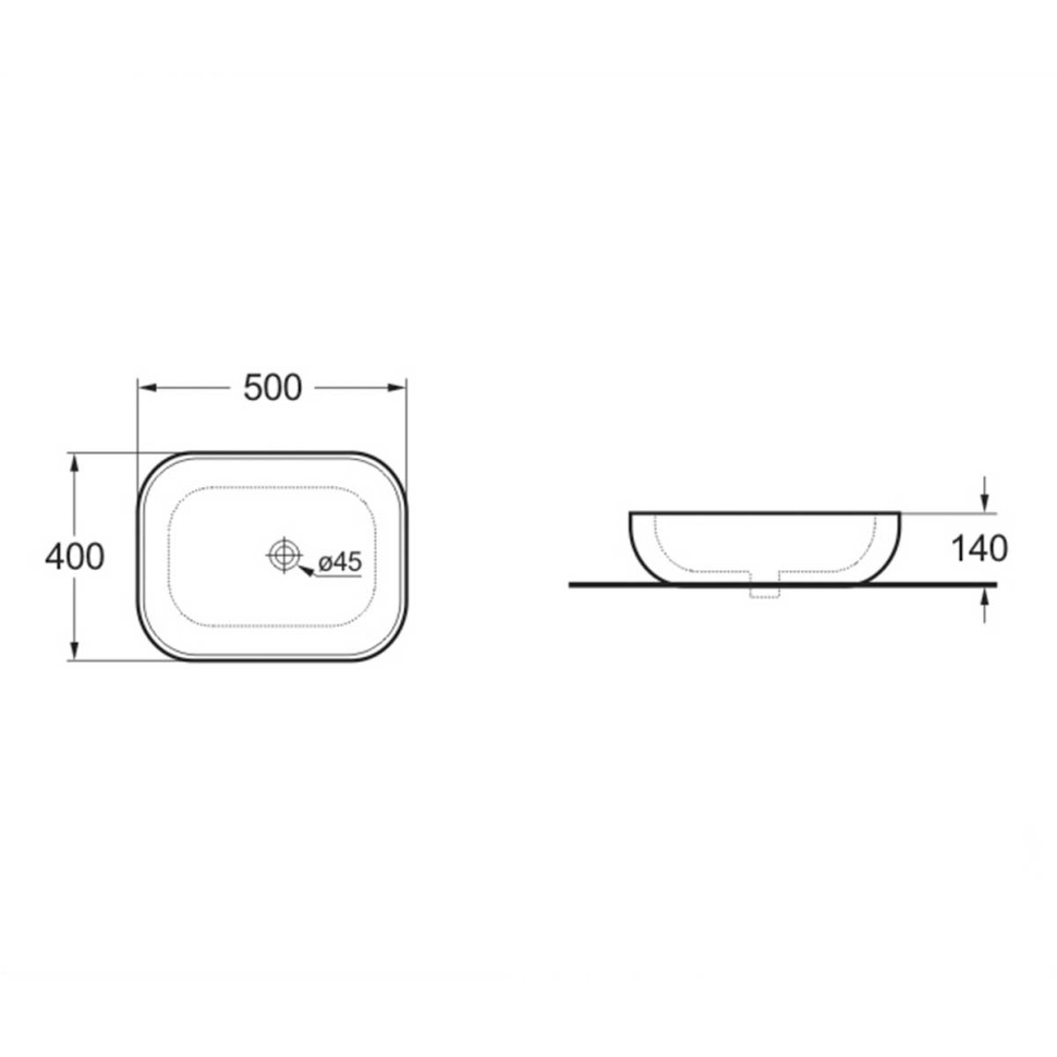 Раковина керамическая Vincea VBS-101MO, 505*405*140, накладная, цвет океан матовый