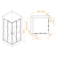 Душевой уголок RGW CL-36B (Cora, 900x900)