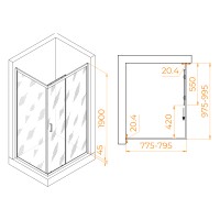 Душевой уголок RGW PA-245B (Прозрачное, 800x1000)