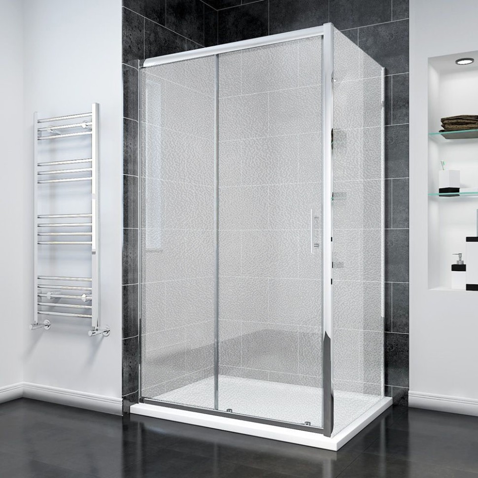 Боковая панель Veconi KP-14, 800х1950 хром, стекло pear