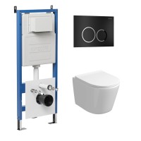Комплект 3 в 1: Grossman инсталляция 900.K31.01.000+клавиша 700.K31.01.210.210 черный матовый+унитаз GR-4477SQ, 3 места