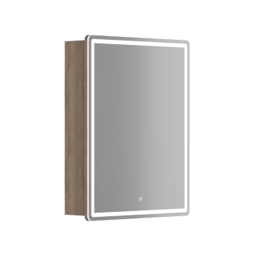 Зеркальный шкаф для ванной комнаты SANCOS Mirror 590x150х740 мм, с LED подсветкой, цвет дуб галифакс натуральный , арт. MI60EG