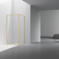 Душевой уголок Slim 8mm VSR-4SLP9010CLG, 1000*900, брашированное золото, стекло прозрачное