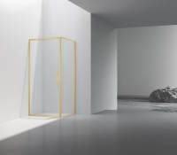 Душевой уголок Slim 8mm VSR-4SLP9010CLG, 1000*900, брашированное золото, стекло прозрачное