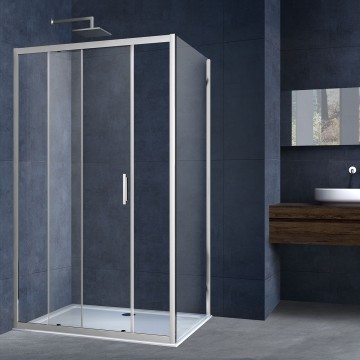 Душевой уголок Альфа (Alpha) VSR-3AL9014CL, 1400*900, хром, стекло прозрачное