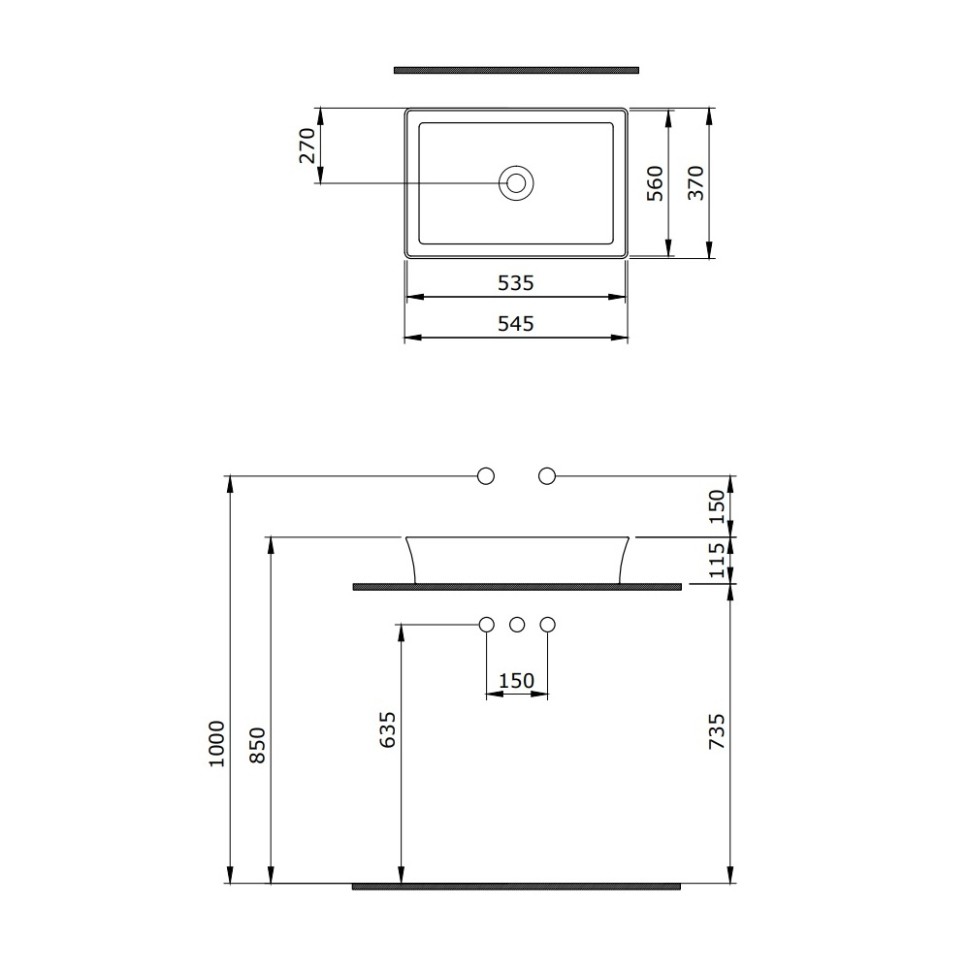 Раковина BERGES Ego SL накладная, 55x38 см, матовый белый, без отверстия под смеситель