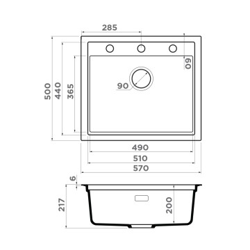 Кухонная мойка Omoikiri Sintesi 57-GB Artceramic/графит
