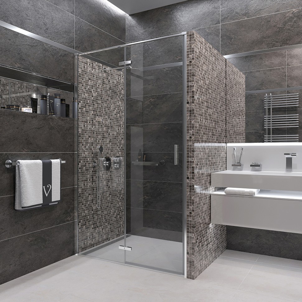 Душевая дверь Veconi Vianno VN-73, 1000x1950, хром, стекло прозрачное