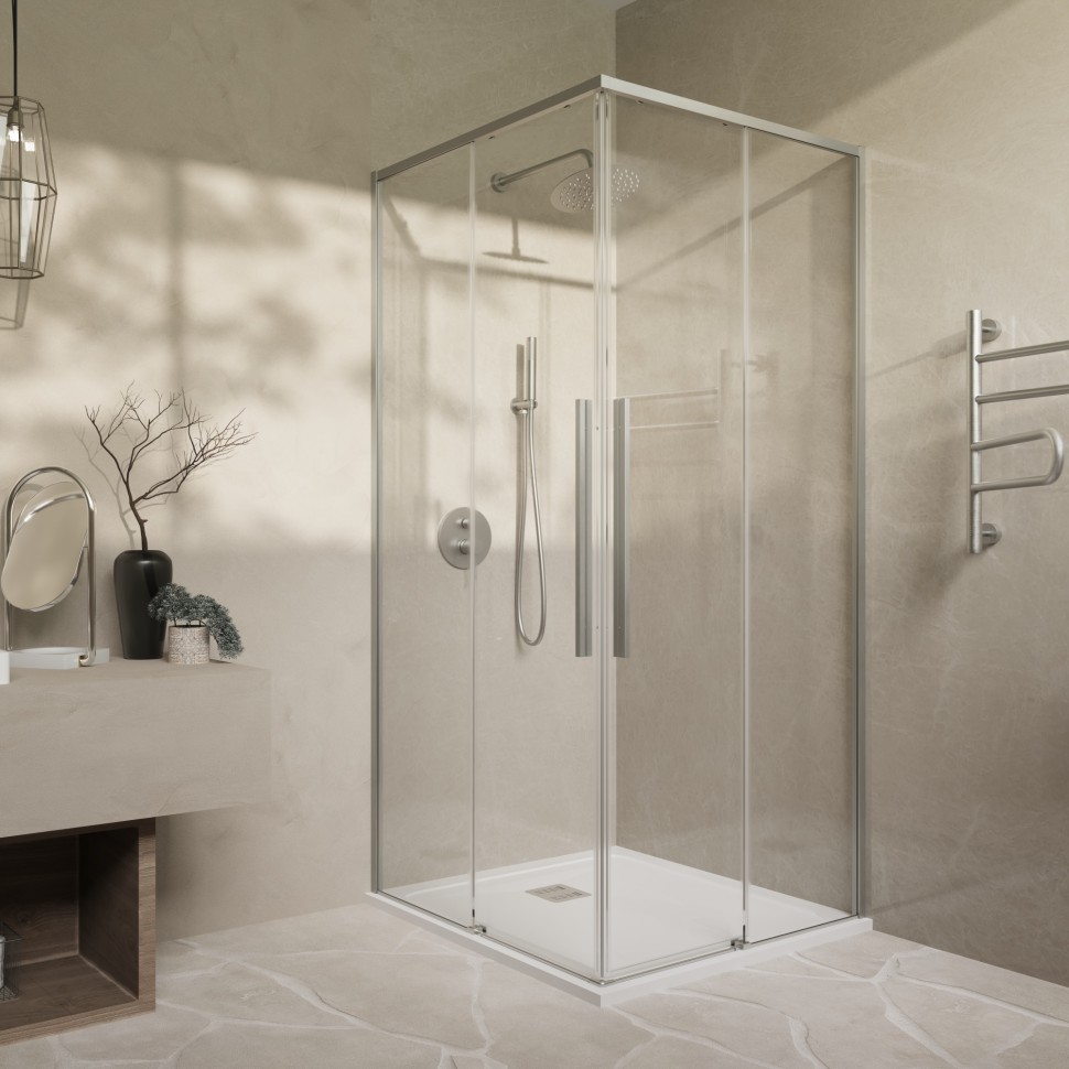 Душевой уголок Слим-Н (Slim-N) VSS-4SN9010CLBN, 1000*900, брашированный никель, стекло прозрачное