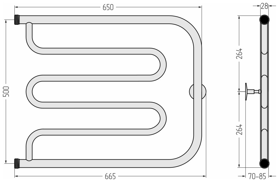 Тандем 500х650 резьба-сгон 1"