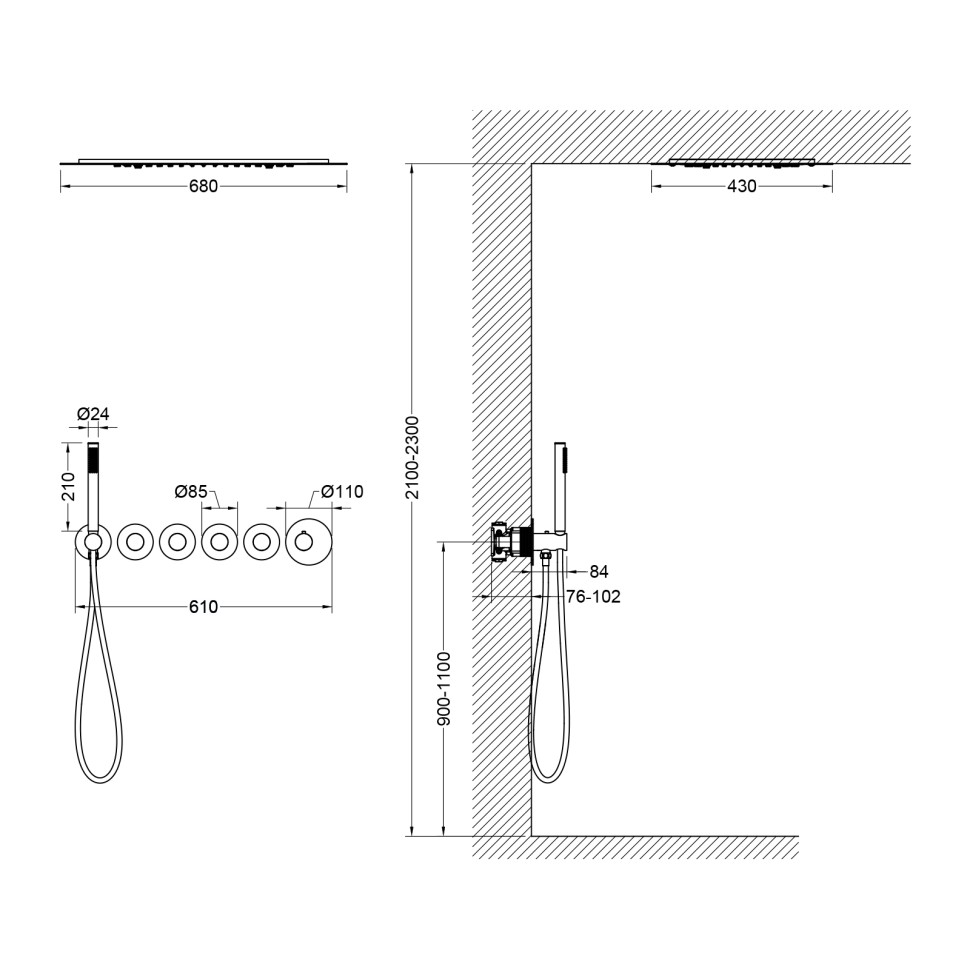 Душевая система встроенная с термостатом Timo Saona SX-2319/00SM хром