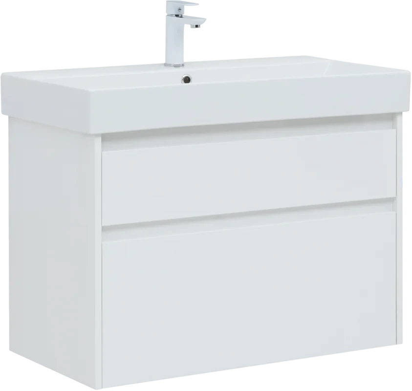 Тумба с раковиной Nova Lite 85 2 ящ. (SLIM SYNERGY) цв.бел. Глянец