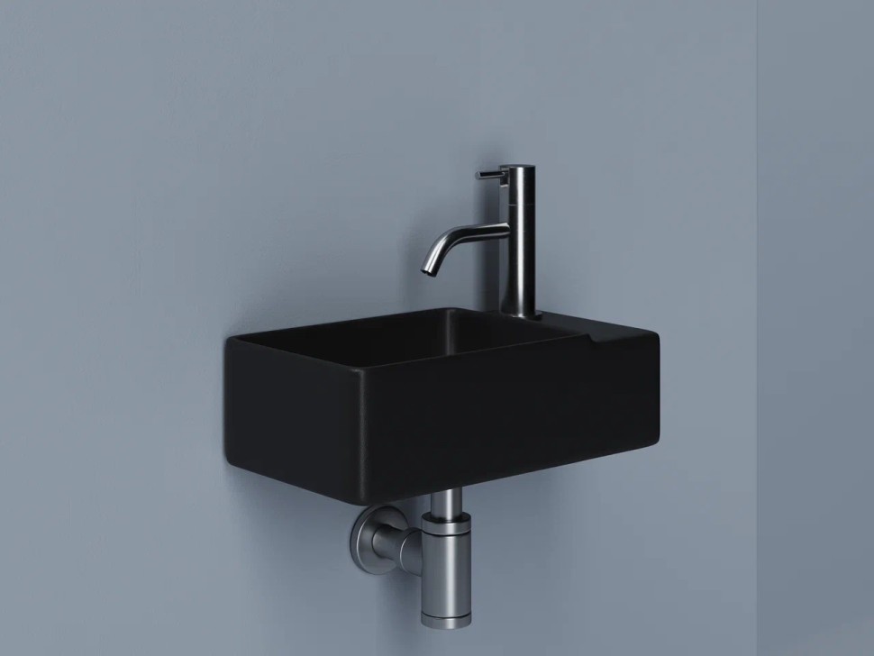 Умывальник подвесной прямоугольный (чаша слева, отверстие под смеситель справа) цвет черный матовый Element 395x220x125мм