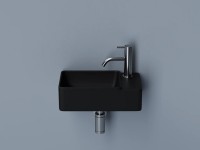 Умывальник подвесной прямоугольный (чаша слева, отверстие под смеситель справа) цвет черный матовый Element 395x220x125мм