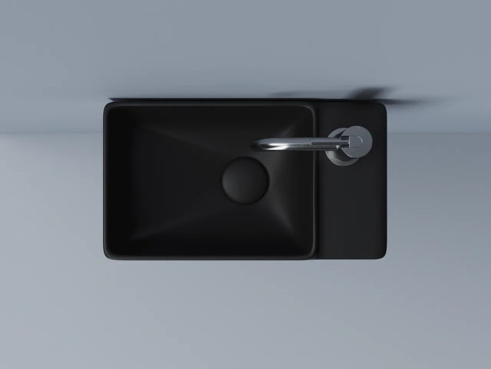 Умывальник подвесной прямоугольный (чаша слева, отверстие под смеситель справа) цвет черный матовый Element 395x220x125мм