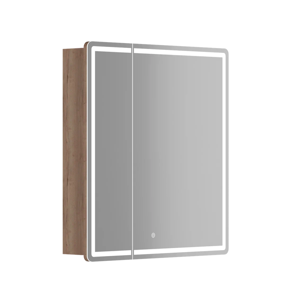 Зеркальный шкаф для ванной комнаты SANCOS Mirror 690x150х740 мм, с LED подсветкой, цвет дуб галифакс натуральный, с розеткойарт. MI70EG