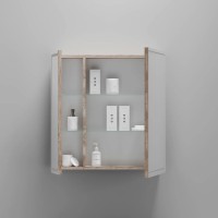 Зеркальный шкаф для ванной комнаты SANCOS Mirror 690x150х740 мм, с LED подсветкой, цвет дуб галифакс натуральный, с розеткойарт. MI70EG