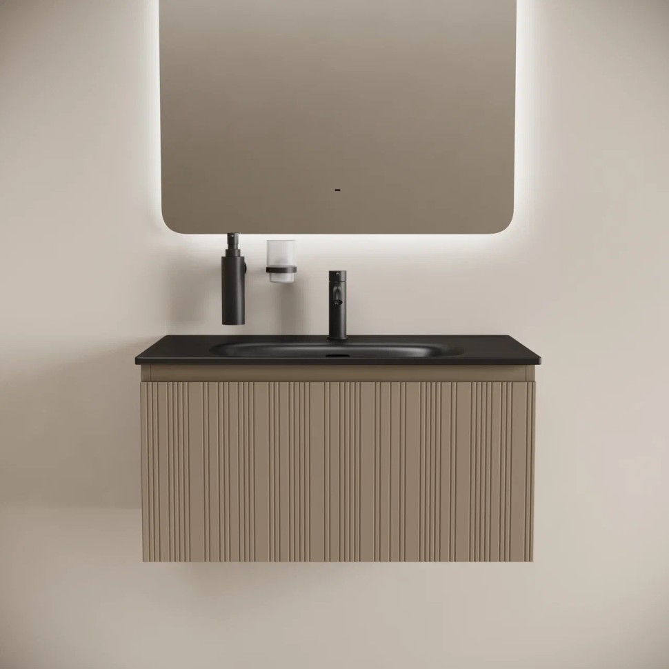 Тумба подвесная SANCOS Code 785х453х400, c одним ящиком оснащенным доводчиками, цвет серо- бежевый, арт. CD80GB