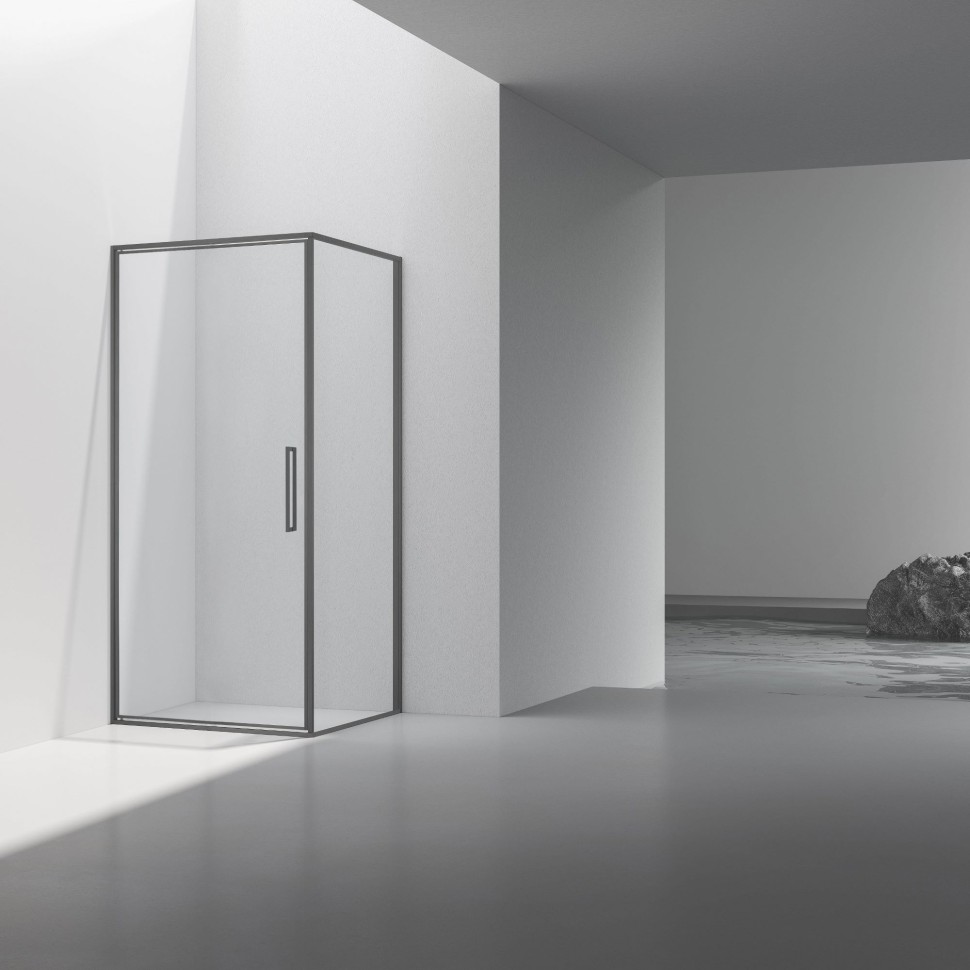 Душевой уголок Slim 8mm VSR-4SLP9010CLGM, 1000*900, вороненая сталь, стекло прозрачное