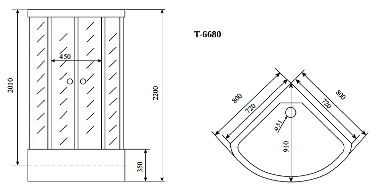 Timo Standart T-6680 Silver Fabric душевая кабина (80*80*220), шт