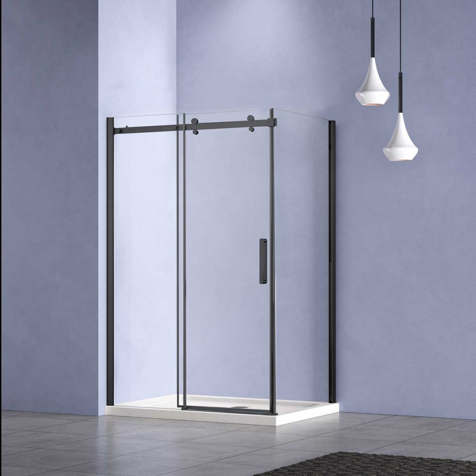 Душевой уголок Como-N VSR-4CN8013CLB, 1300*800, черный, стекло прозрачное