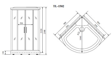 Timo Lux TL-1502 душевая кабина 90*90*230, турецкая баня хамам