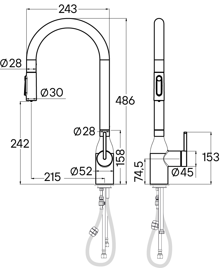 Смеситель для кухни Universal, хром, Un213880-CR, Paulmark