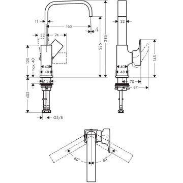 Смеситель для раковины Hansgrohe Metropol 32511670, черный матовый
