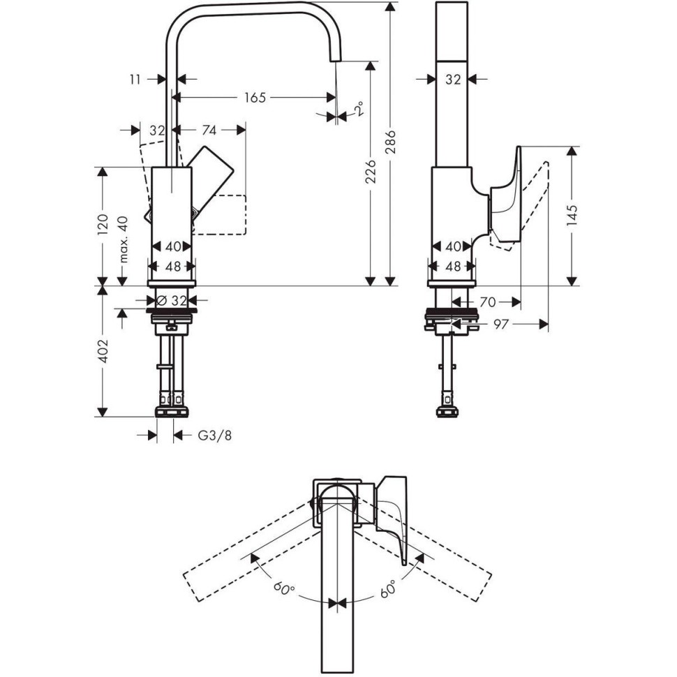 Смеситель для раковины Hansgrohe Metropol 32511670, черный матовый