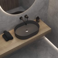 Раковина BERGES Ego SL накладная овал, 55x38 см, матовый антрацит, без отверстия под смеситель