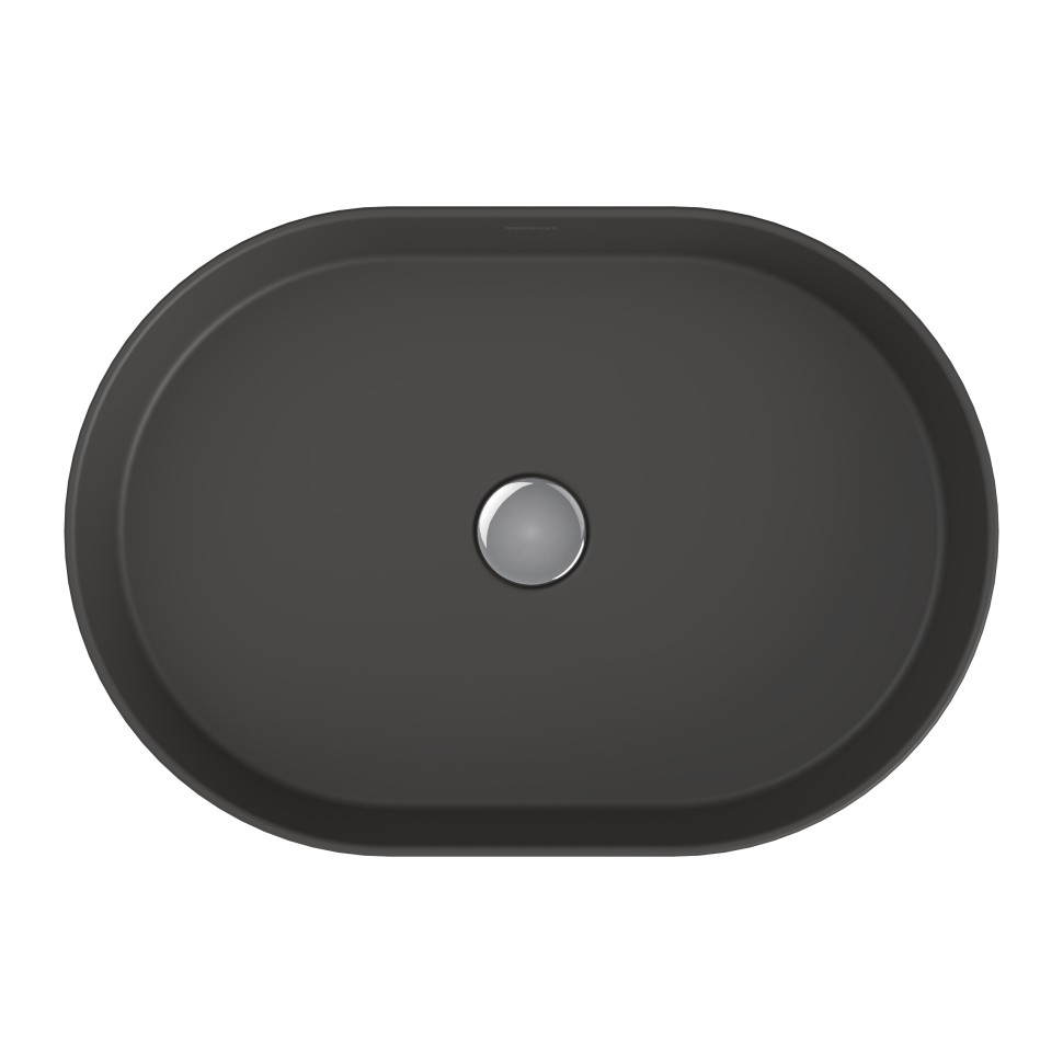 Раковина BERGES Ego SL накладная овал, 55x38 см, матовый антрацит, без отверстия под смеситель