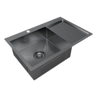 Мойка нерж. сталь AISI304 VELTEN 78F, PM807851-GML, вороненая сталь, левая, 780х510мм, Starke-Paulmark