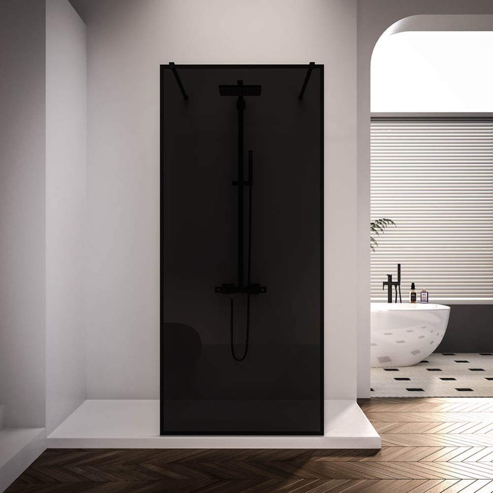Душевая перегородка Veconi Korato KR-90BB, 1000x2000, черный, стекло черное