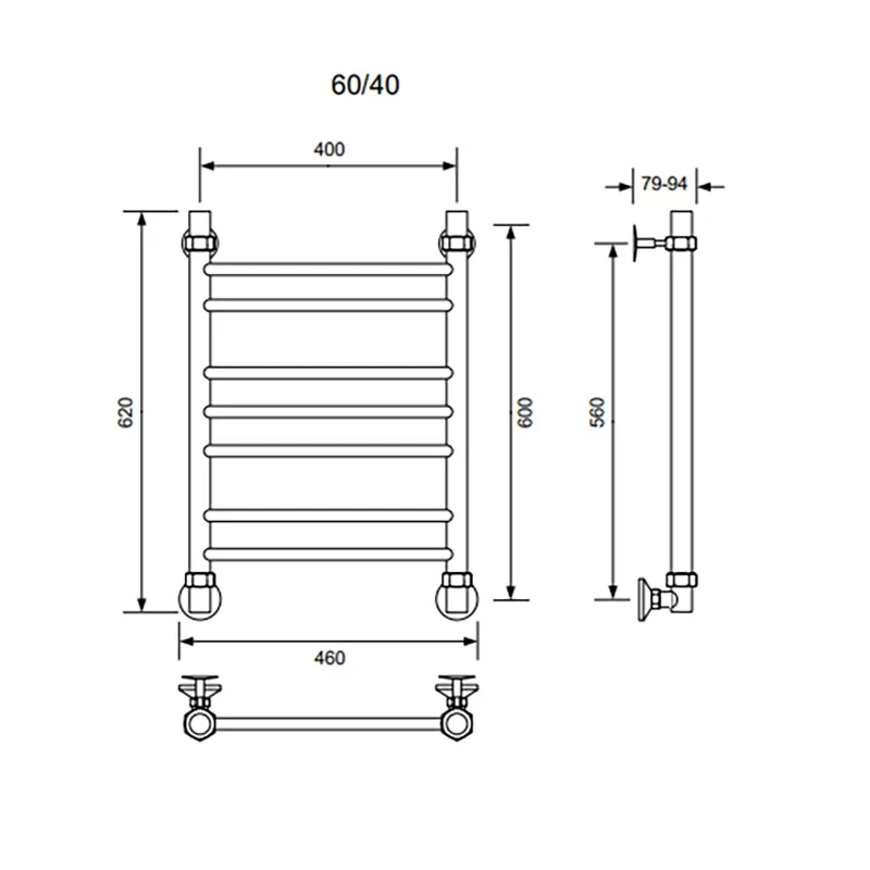 Полотенцесушитель водяной Veconi Voga , 40/60, хром