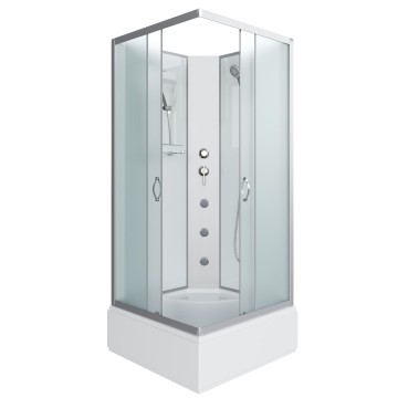 Душевая кабина Niagara Classic NG-1108-14BKG (90х90х200) средний поддон(26см),стекло матовое,4 места с полкой