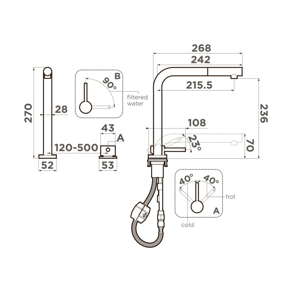 Смеситель для кухни Omoikiri Nara 2 Plus-S-LG латунь/светлое золото