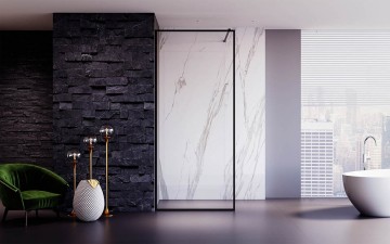 Душевая перегородка Veconi Korato KR-81B, 700x2000, черный матовый, стекло прозрачное New