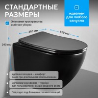 Унитаз ABBER Bequem AC1100MB подвесной черный матовый, безободковый