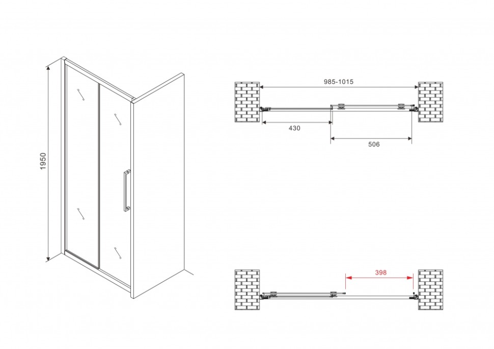 Душевая дверь ABBER Schwarzer Diamant AG30100MH