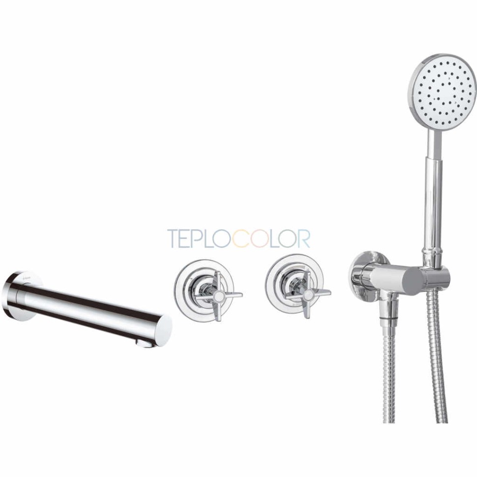 Смеситель для ванны, скрытого монтажа, с душевым набором