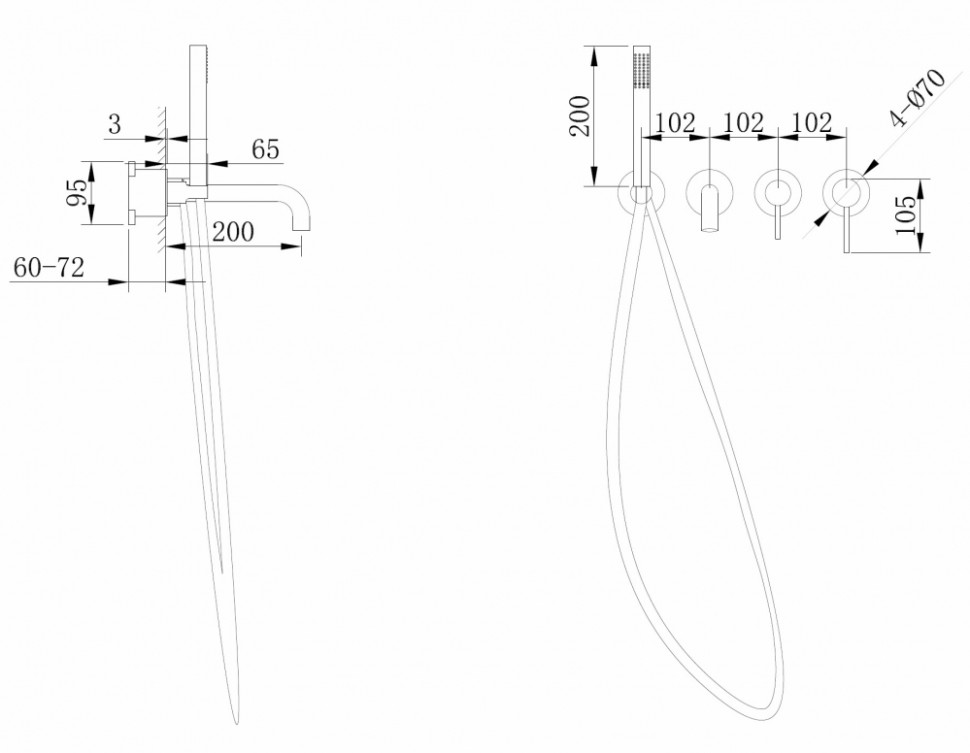Смеситель ABBER Wasser Kreis AF8130G для ванны скрытого монтажа, золото матовое