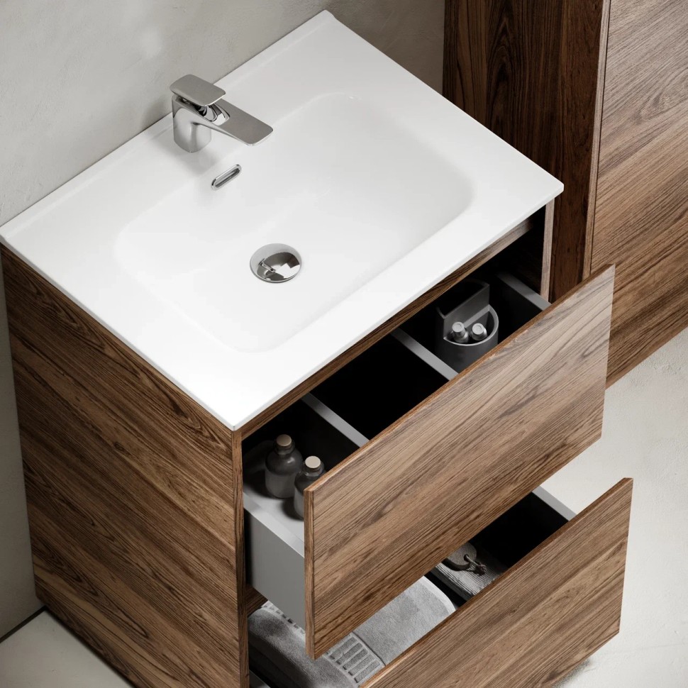 Тумба под раковину SANCOS Libra Floor напольная, 790х450х840, c двумя ящиками оснащенными доводчиками, дуб чарльстон, арт. LB80FECH