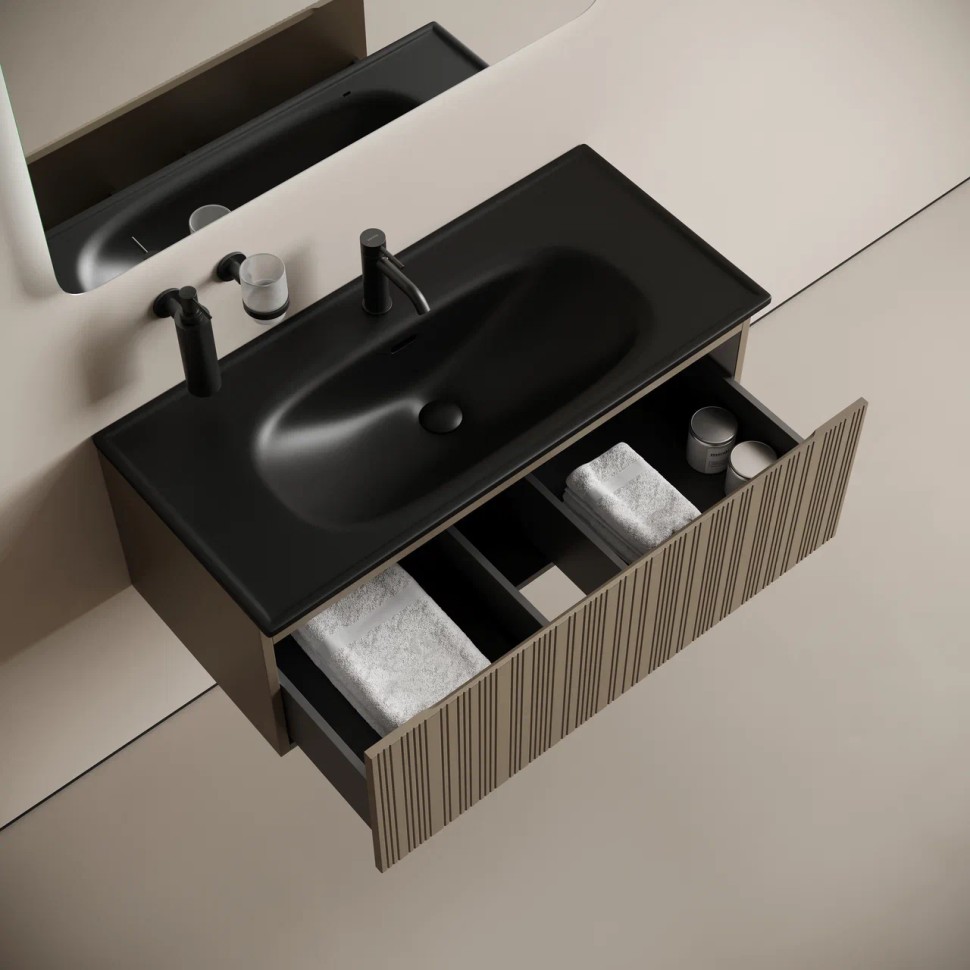 Тумба подвесная SANCOS Code 990х453х400, c одним ящиком оснащенным доводчиками, цвет серо- бежевый , арт. CD100GB